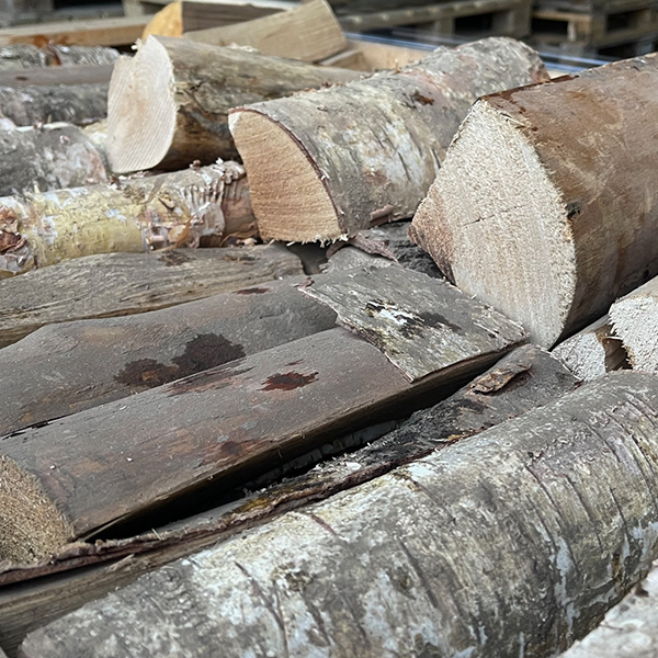 Kiln Dried Hardwood Birch Logs Firewood close up